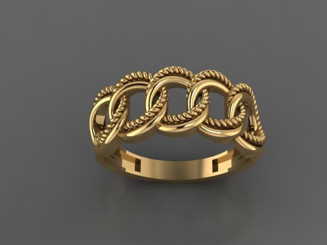 chain model woman ring 3D print model_2