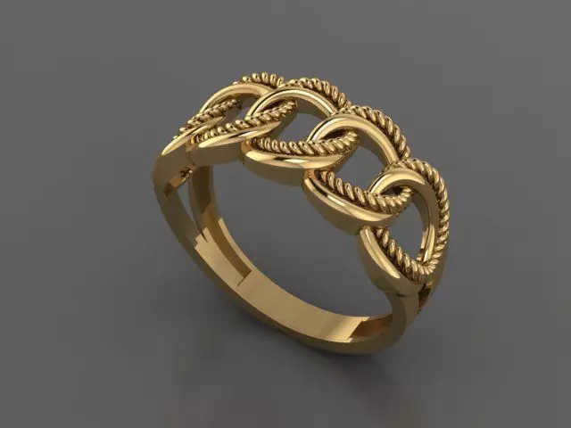 chain model woman ring 3D print model_0