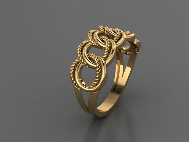 chain model woman ring 3D print model_1