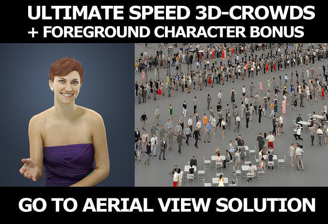 3d crowds and Luna Ballroom Midground elegant sitting Woman 3D Model Collection