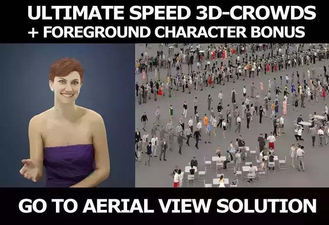 3d crowds and Luna Ballroom Midground elegant sitting Woman 3D Model Collection