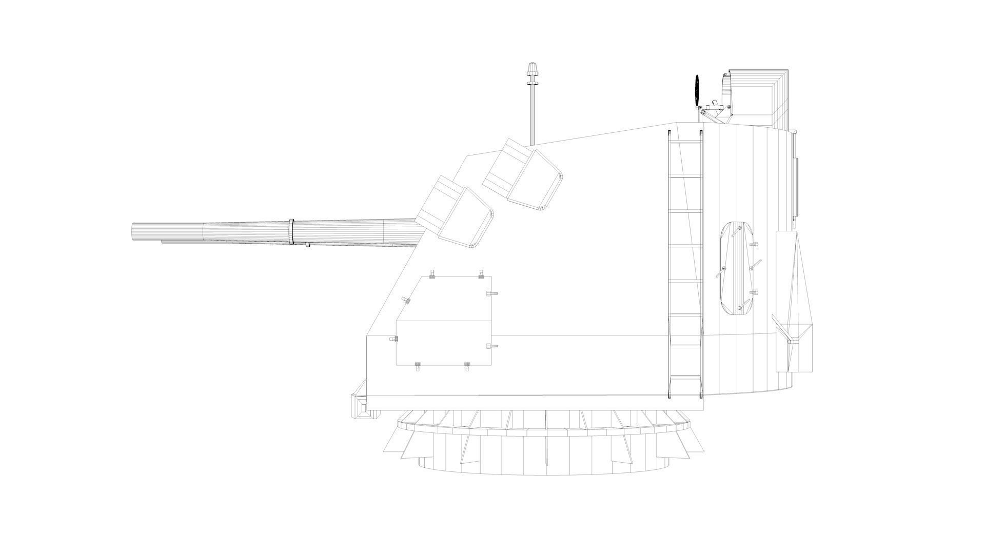 5 inch - 127mm Twin Naval Gun Mk12 Mk32 Mk38 3D model_5