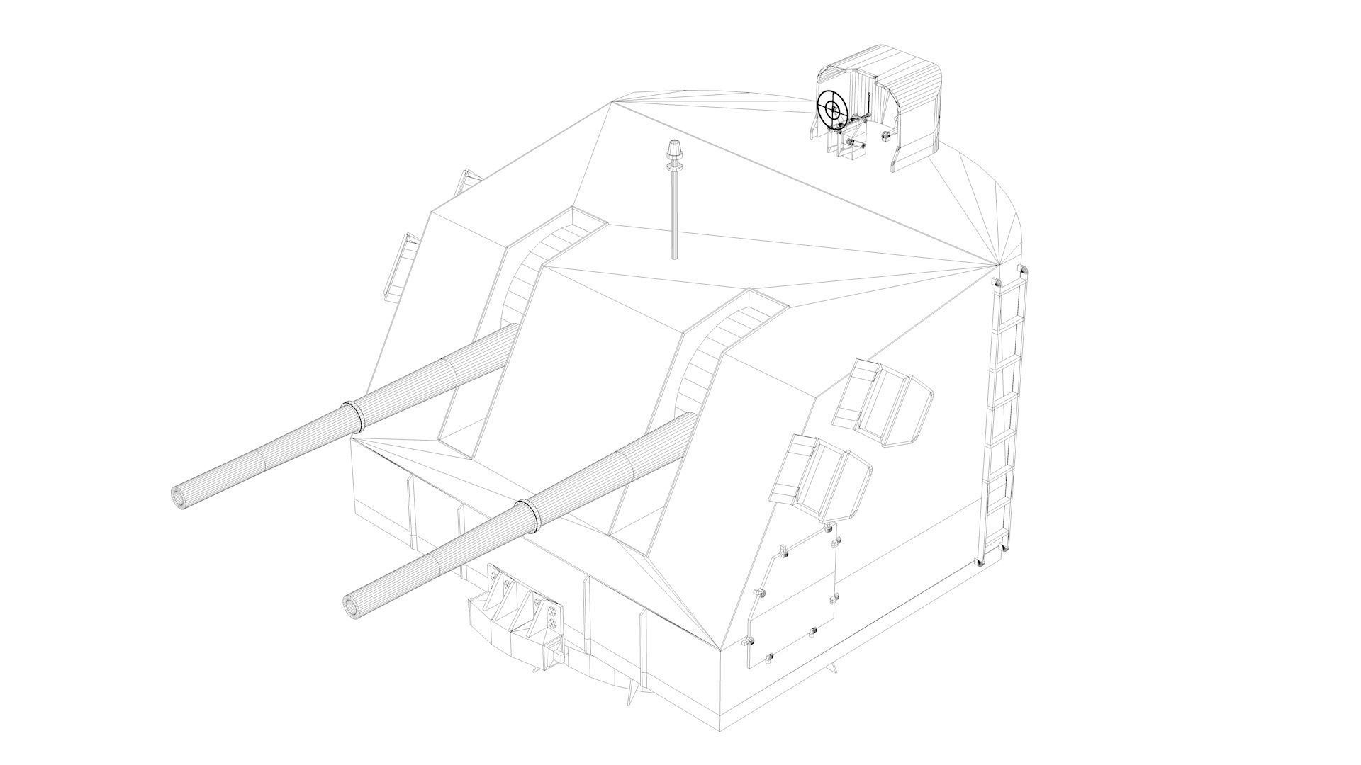 5 inch - 127mm Twin Naval Gun Mk12 Mk32 Mk38 3D model_8