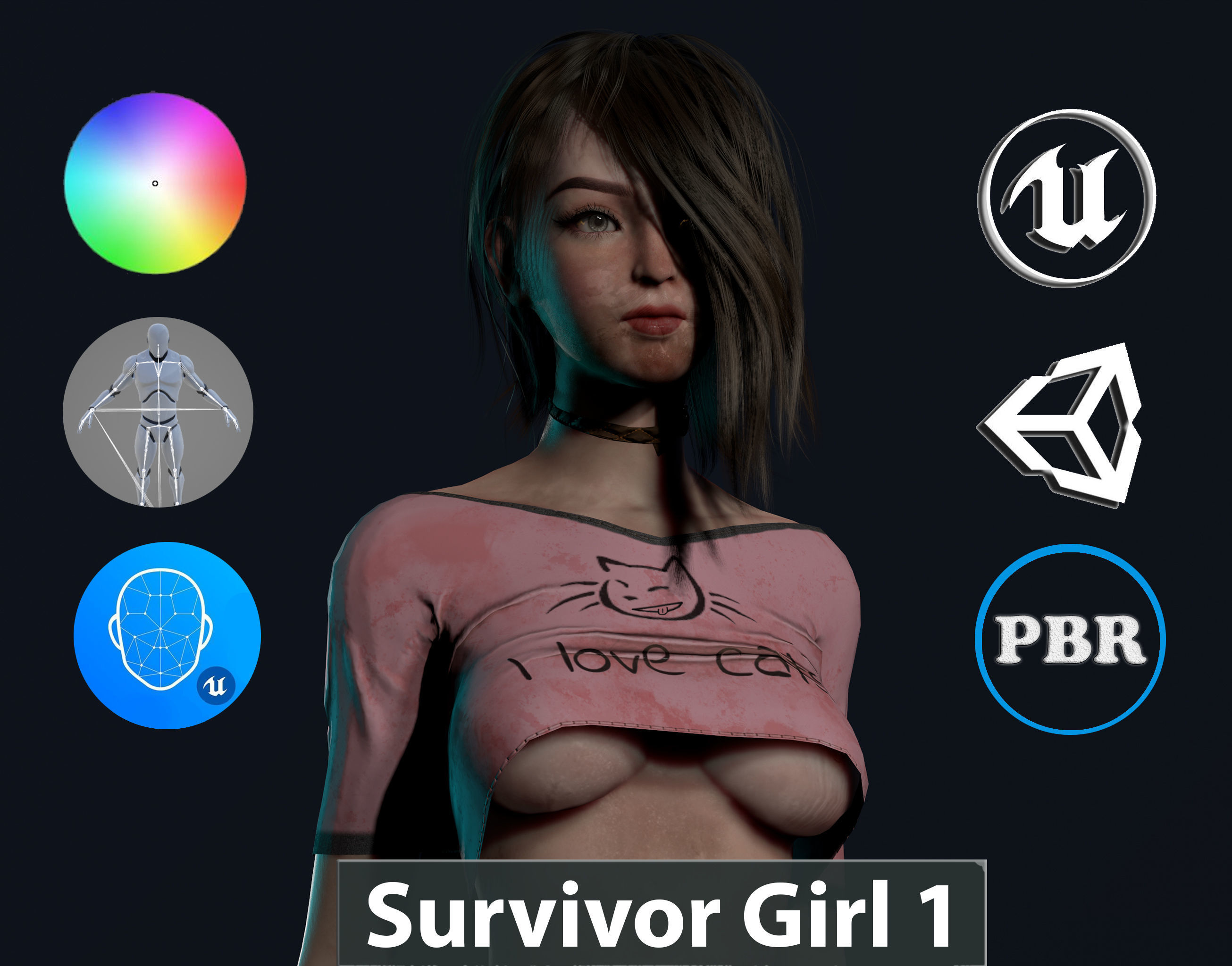 Survivor Girl 1 Game Ready Low-poly 3D model Low-poly 3D model_5