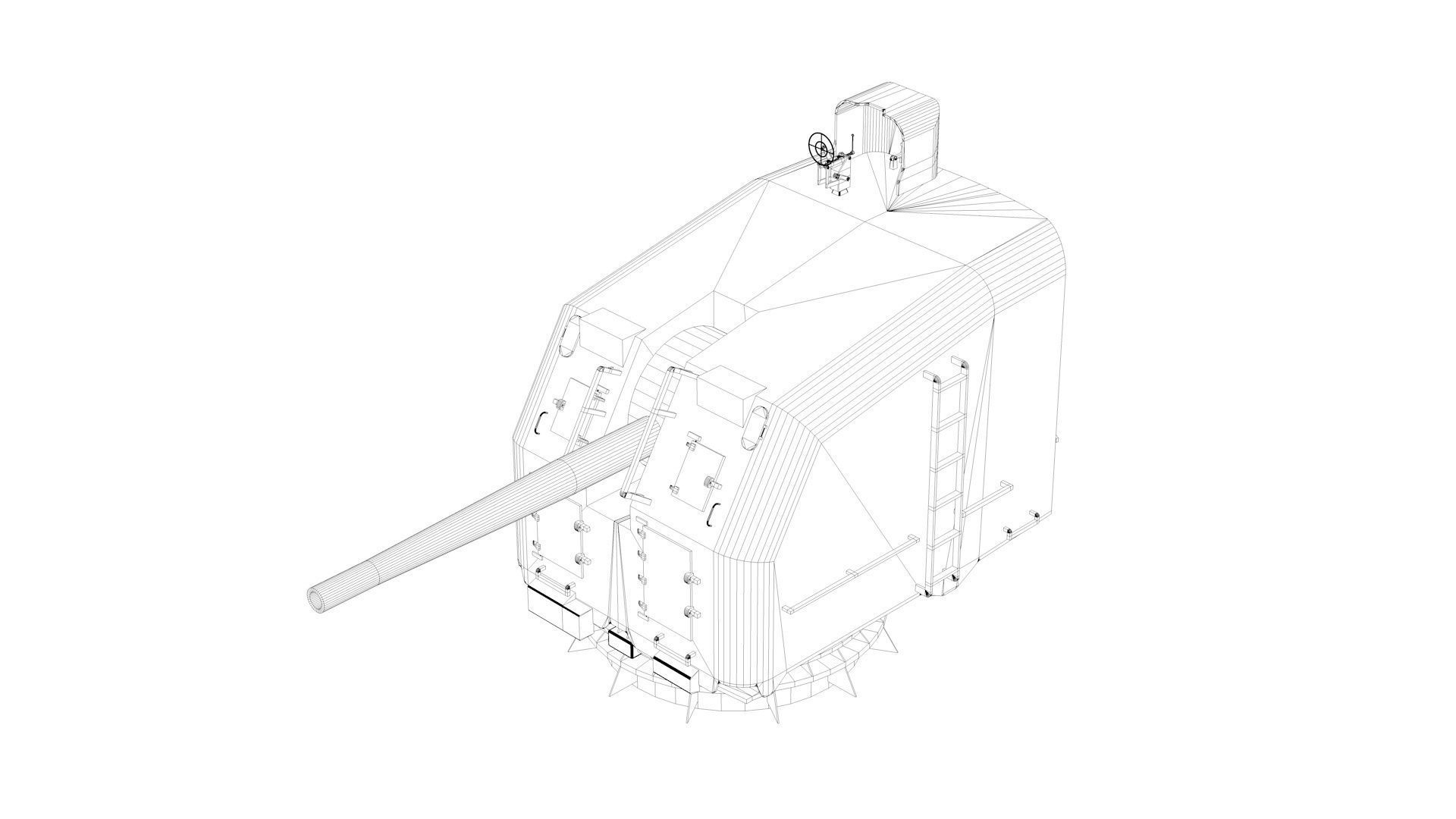 5 inch - 127mm Single Naval Gun Mk30 3D model_8