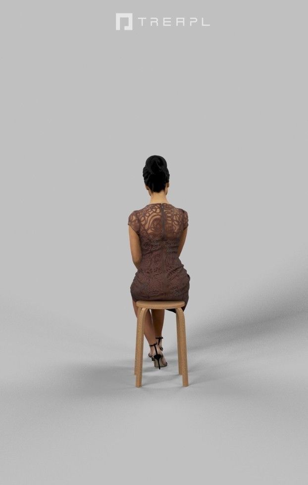 3d crowds and May Midground African Sitting Woman Dress Clapping 3D Model Collection_17