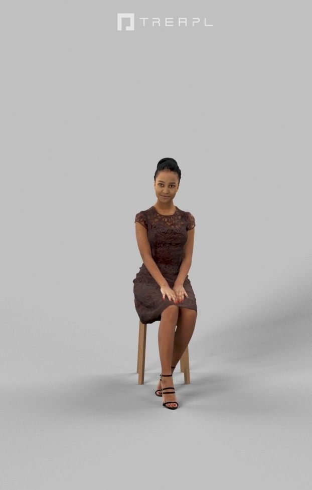 3d crowds and May Midground African Sitting Woman Dress Clapping 3D Model Collection_15