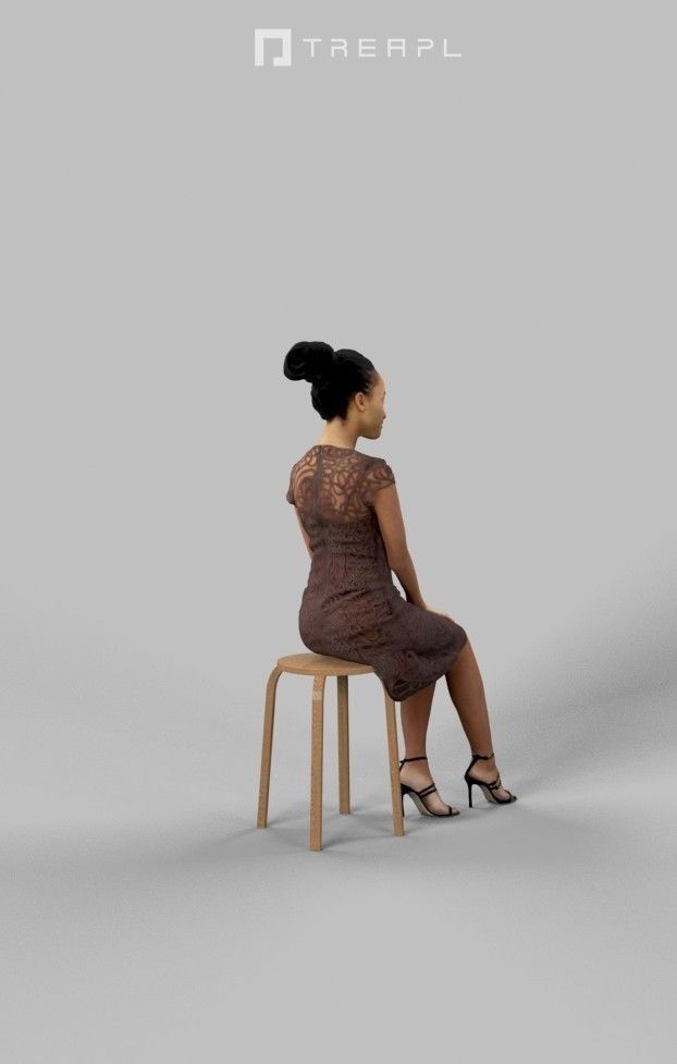 3d crowds and May Midground African Sitting Woman Dress Clapping 3D Model Collection_14