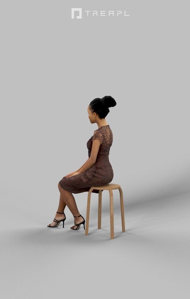 3d crowds and May Midground African Sitting Woman Dress Clapping 3D Model Collection_12