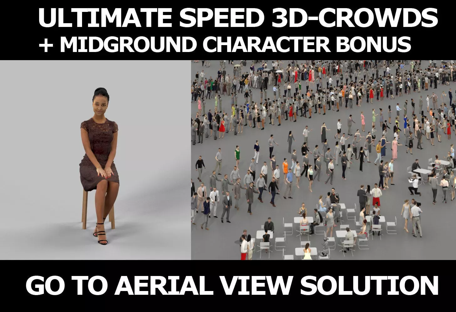 3d crowds and May Midground African Sitting Woman Dress Clapping 3D Model Collection_0