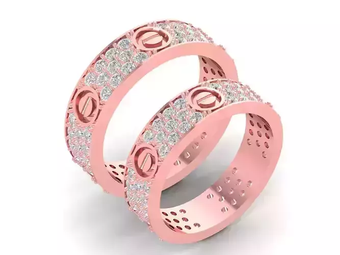 Luxury Screw Style Diamond Ring 3D Model 1512