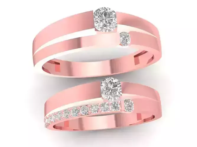 Elegant Twisted Band Couple Ring 3D Model  1513