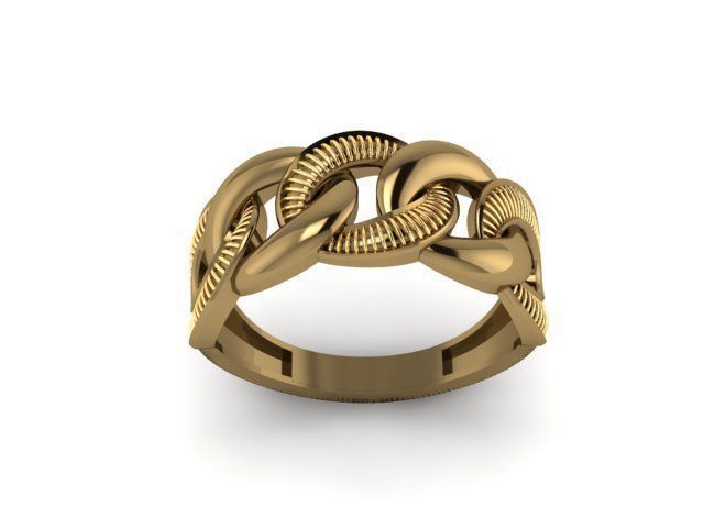 cuban chain woman ring 3D print model_3