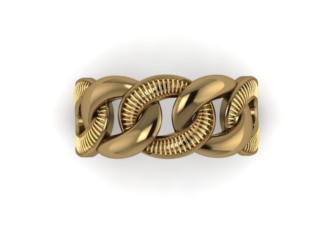 cuban chain woman ring 3D print model_2