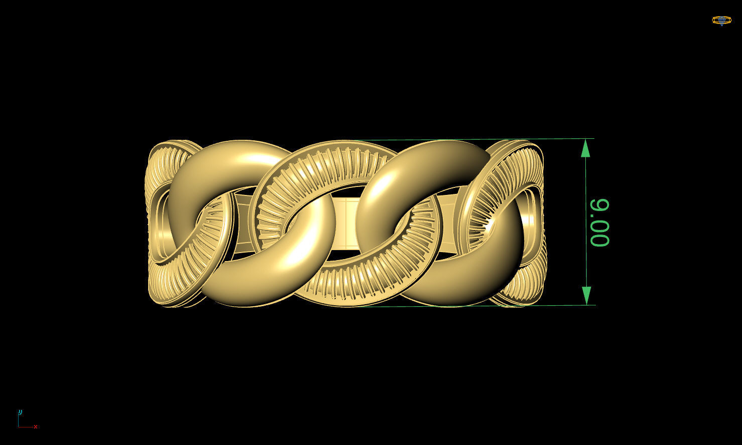 cuban chain woman ring 3D print model_7