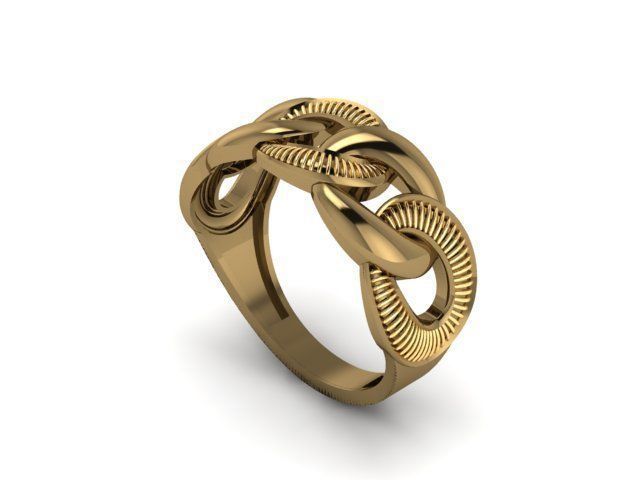 cuban chain woman ring 3D print model_1