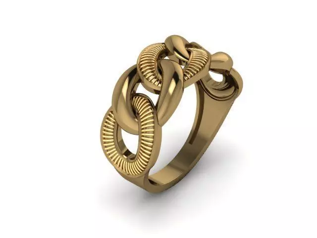 cuban chain woman ring 3D print model_0