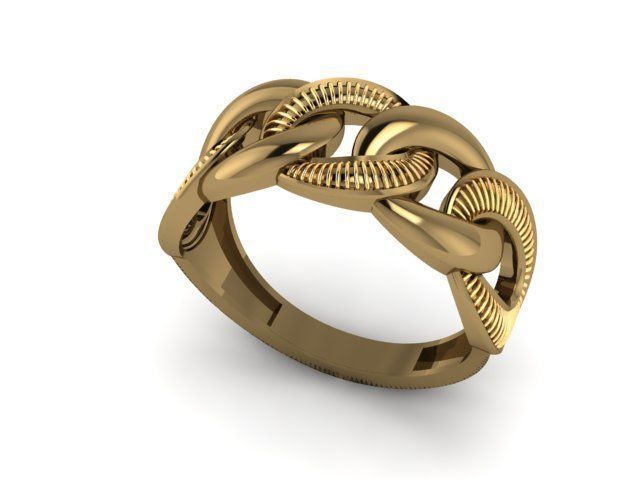 cuban chain woman ring 3D print model_6