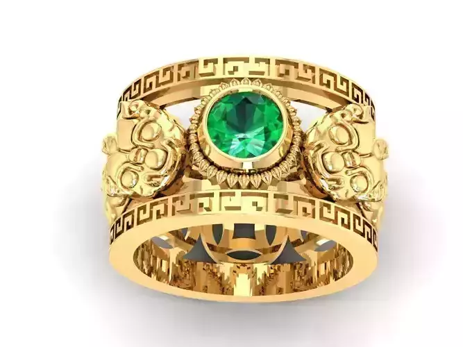 Luxurious Emerald Signet Ring for Men 1516 3D print model