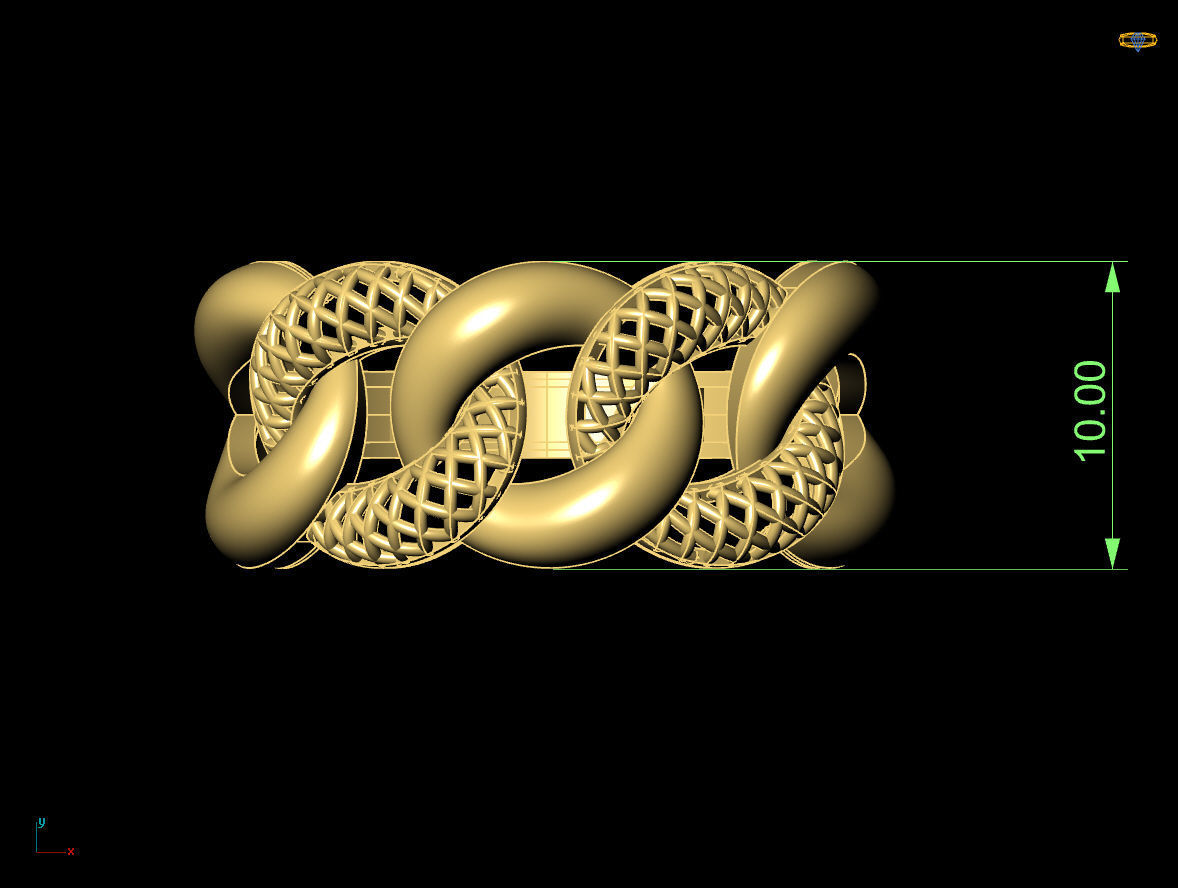 cuban chain woman ring 3D print model_10