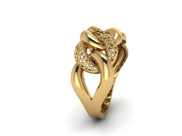 cuban chain woman ring 3D print model_5