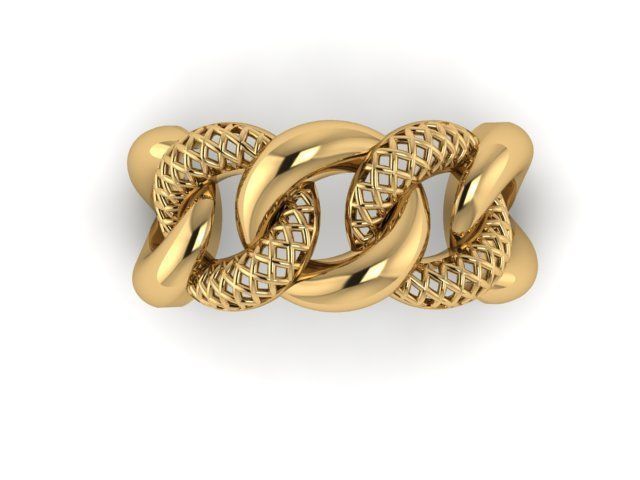 cuban chain woman ring 3D print model_4