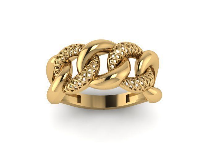 cuban chain woman ring 3D print model_3