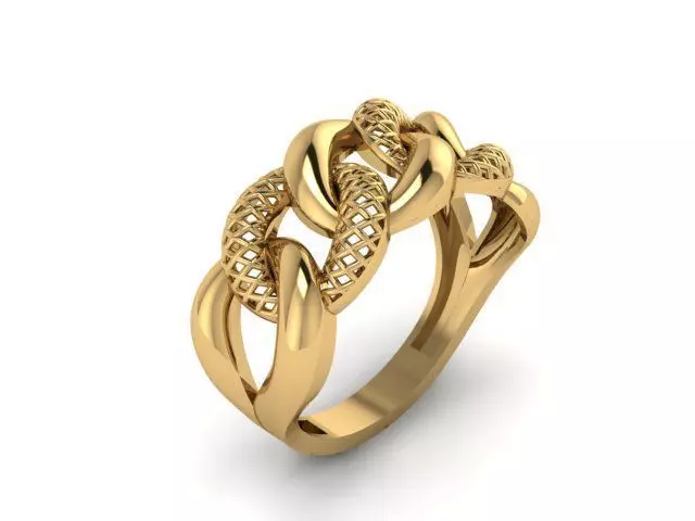 cuban chain woman ring 3D print model_0
