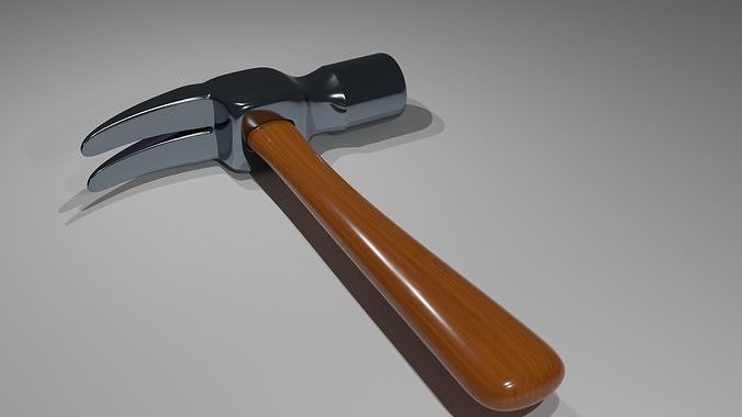 Hammer with wooden handle 3D model