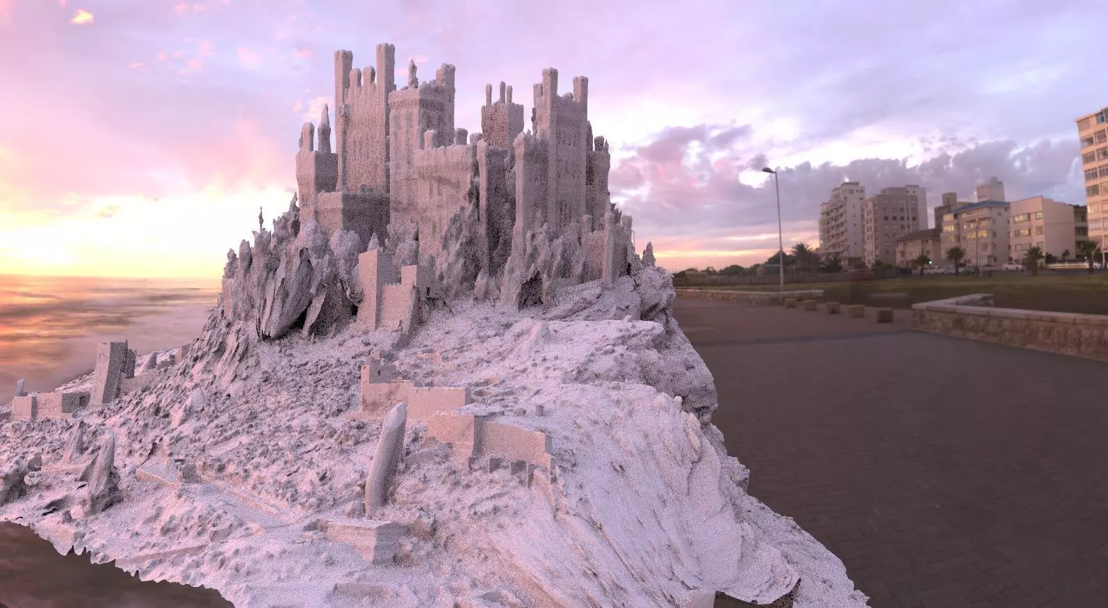 Old country Manor on hill 3D model_0