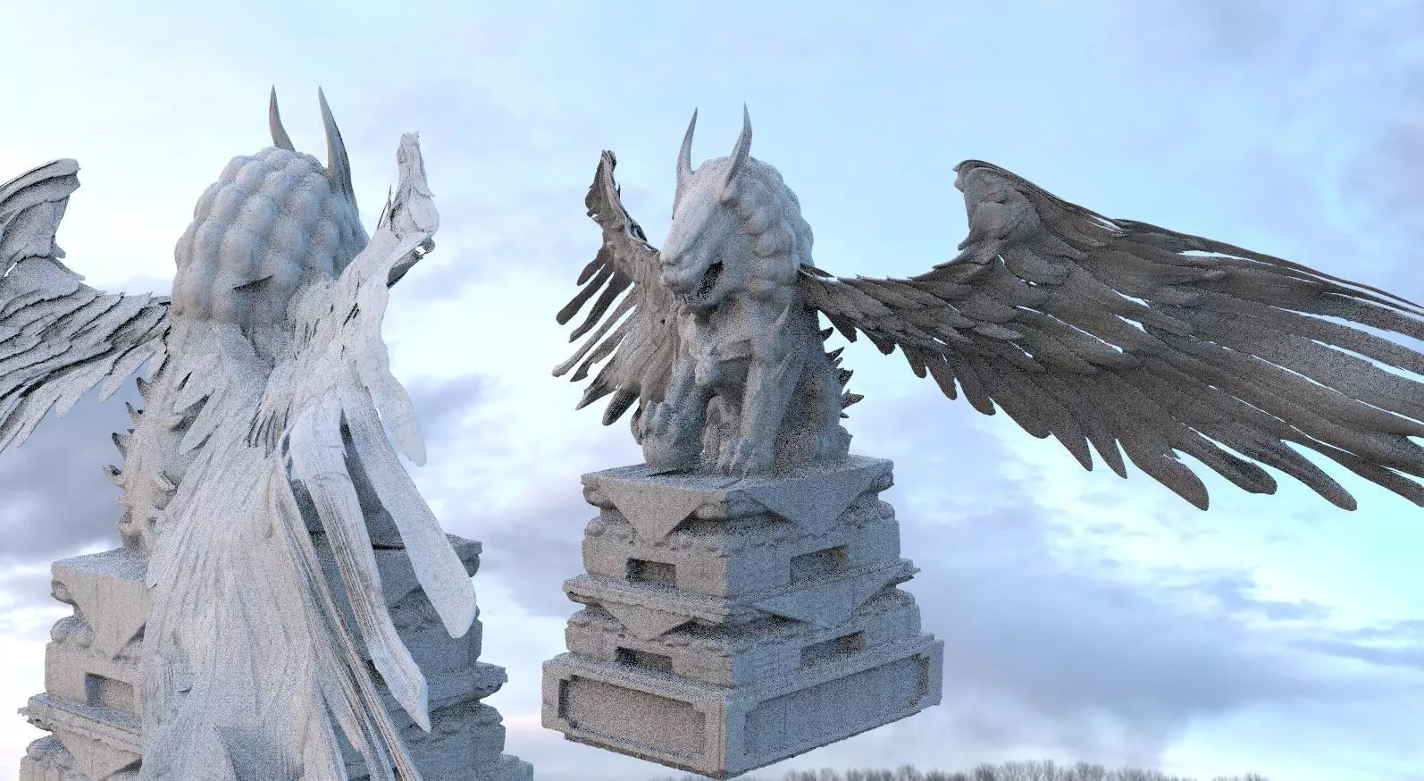 Japanese Chinese statue 3D model_0