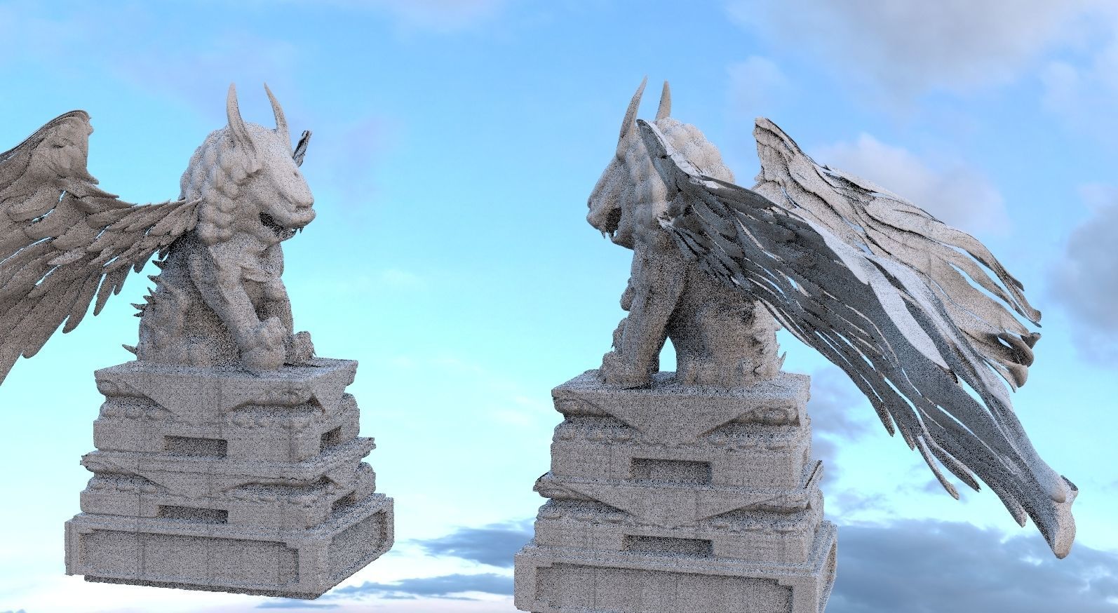 Japanese Chinese statue 3D model_2
