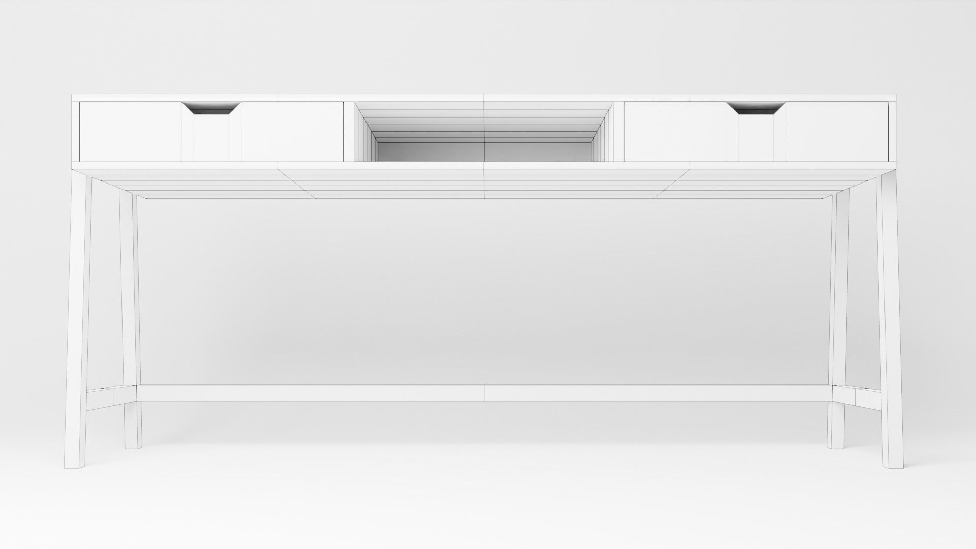 Wooden desk with drawers 3D model_5