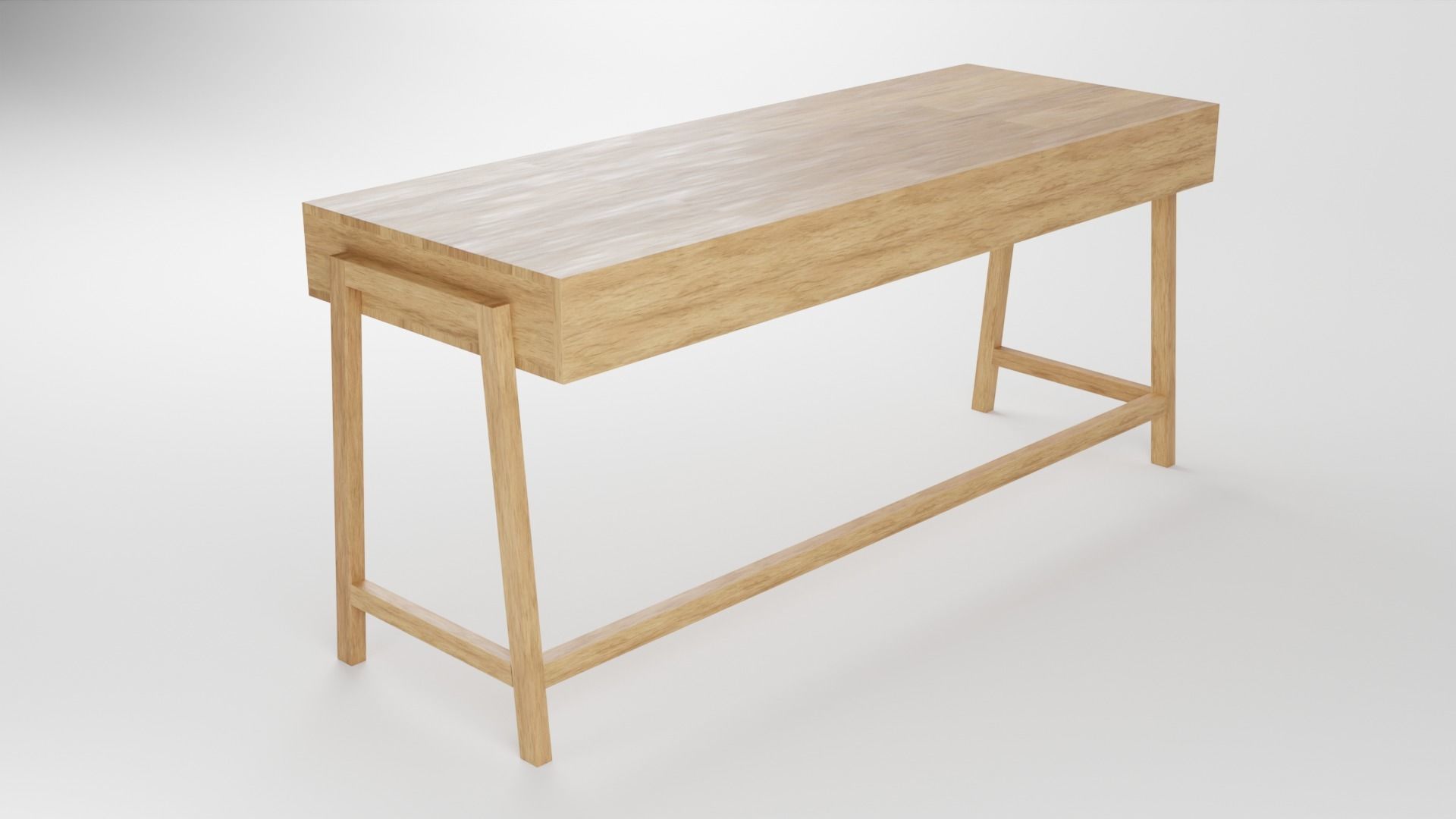 Wooden desk with drawers 3D model_3