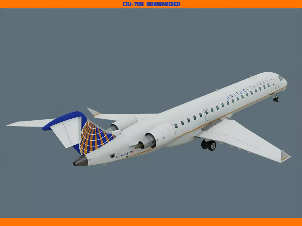 CRJ700 United Low-poly 3D model