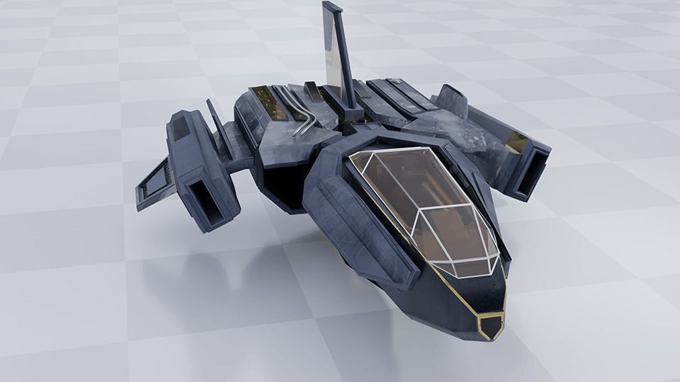 Light Spaceship Free low-poly 3D model_1