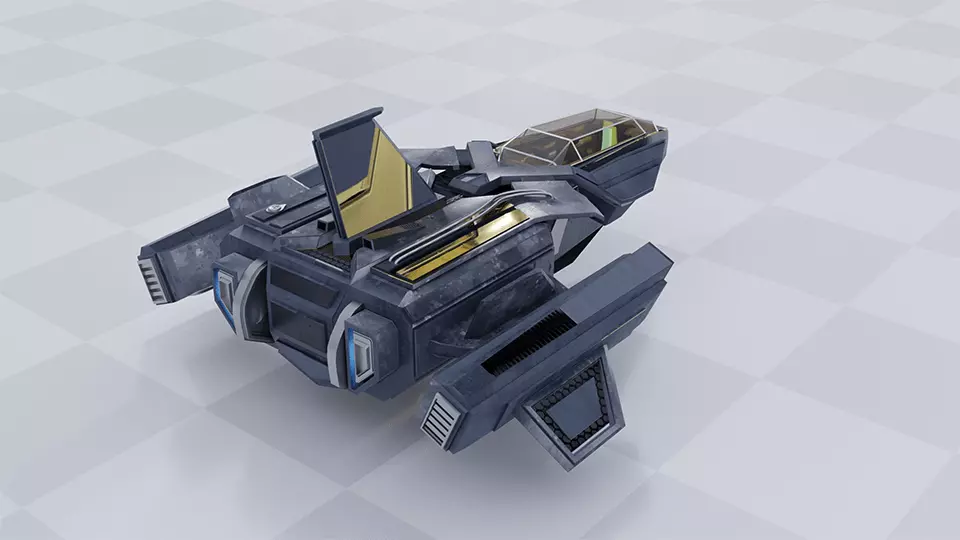 Light Spaceship Free low-poly 3D model_0