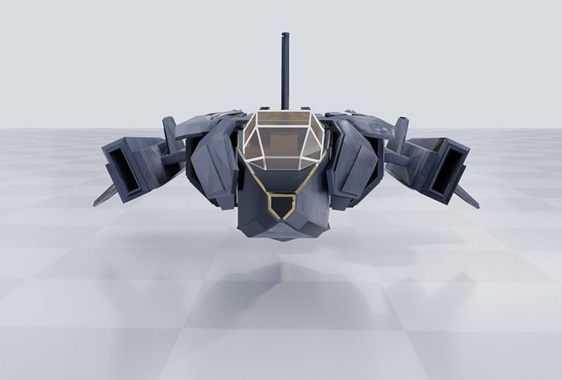 Light Spaceship Free low-poly 3D model_3
