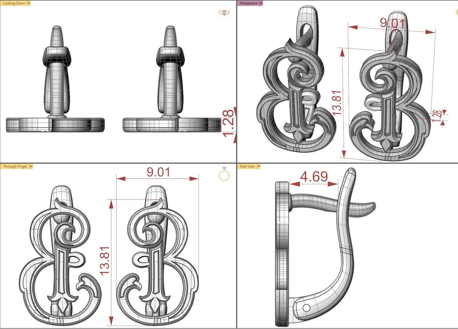 the letter B 3D print model_9