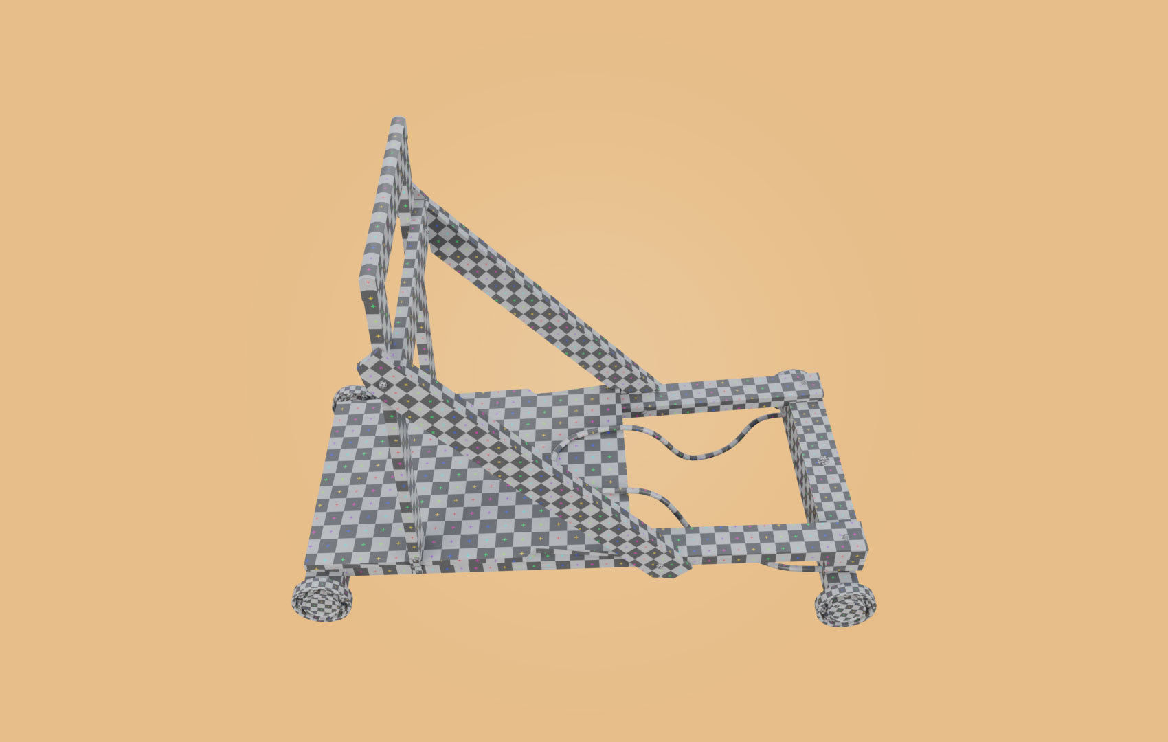 Trolley-cart with ball bearings Low-poly 3D model_27