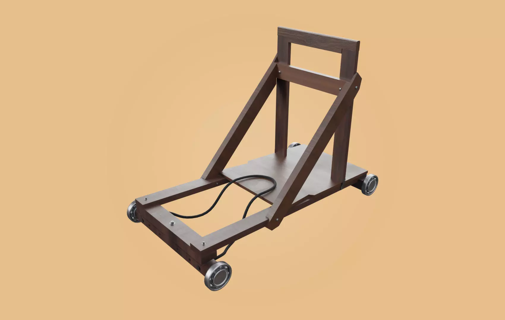 Trolley-cart with ball bearings Low-poly 3D model_0