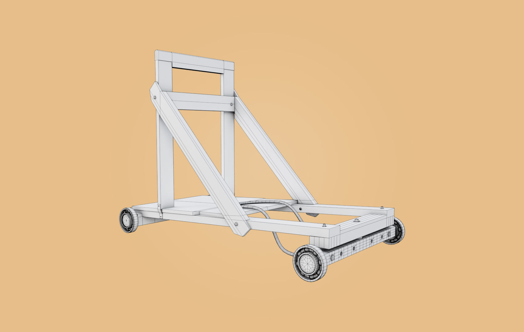 Trolley-cart with ball bearings Low-poly 3D model_24