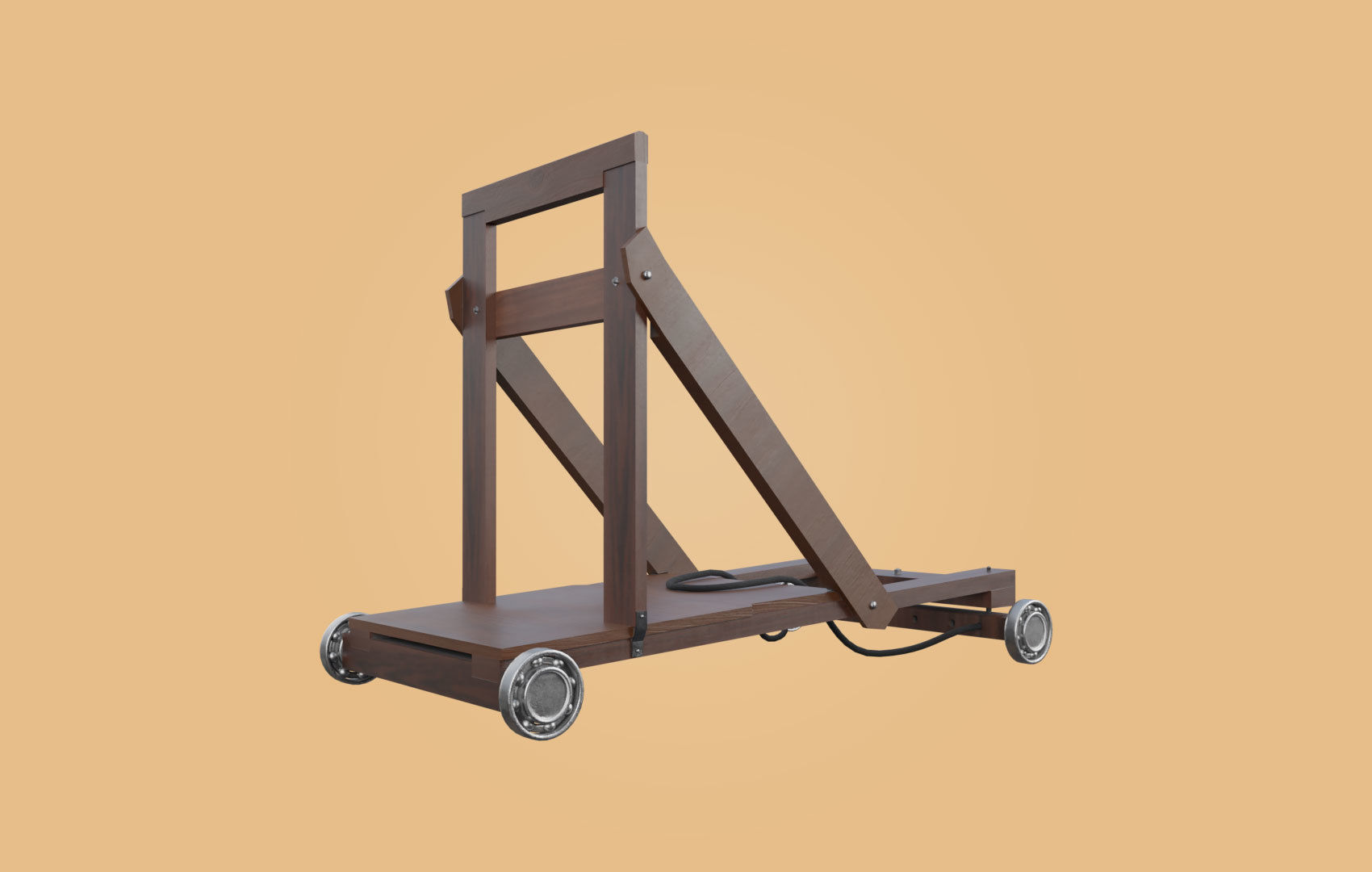 Trolley-cart with ball bearings Low-poly 3D model_5