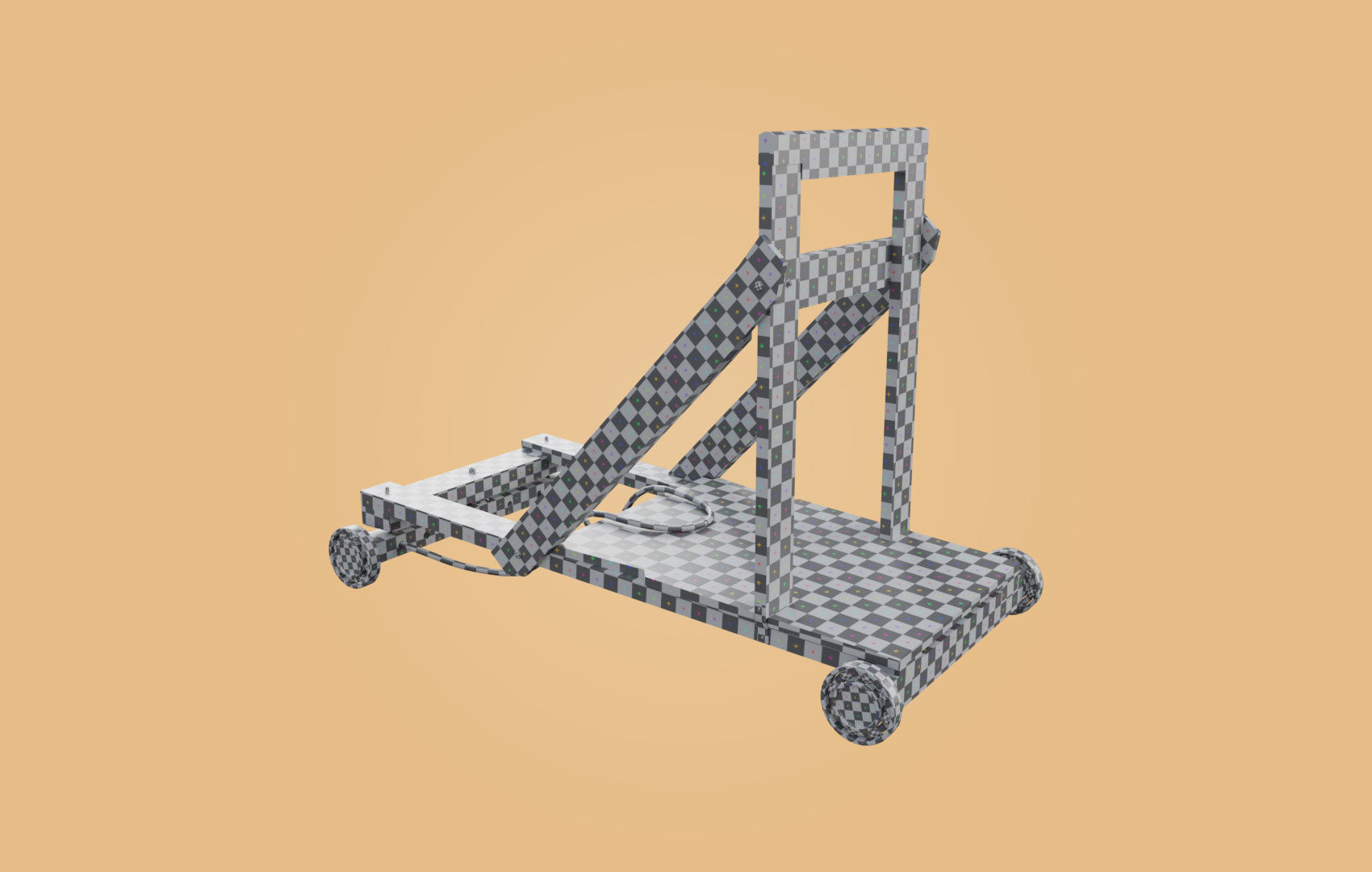 Trolley-cart with ball bearings Low-poly 3D model_29