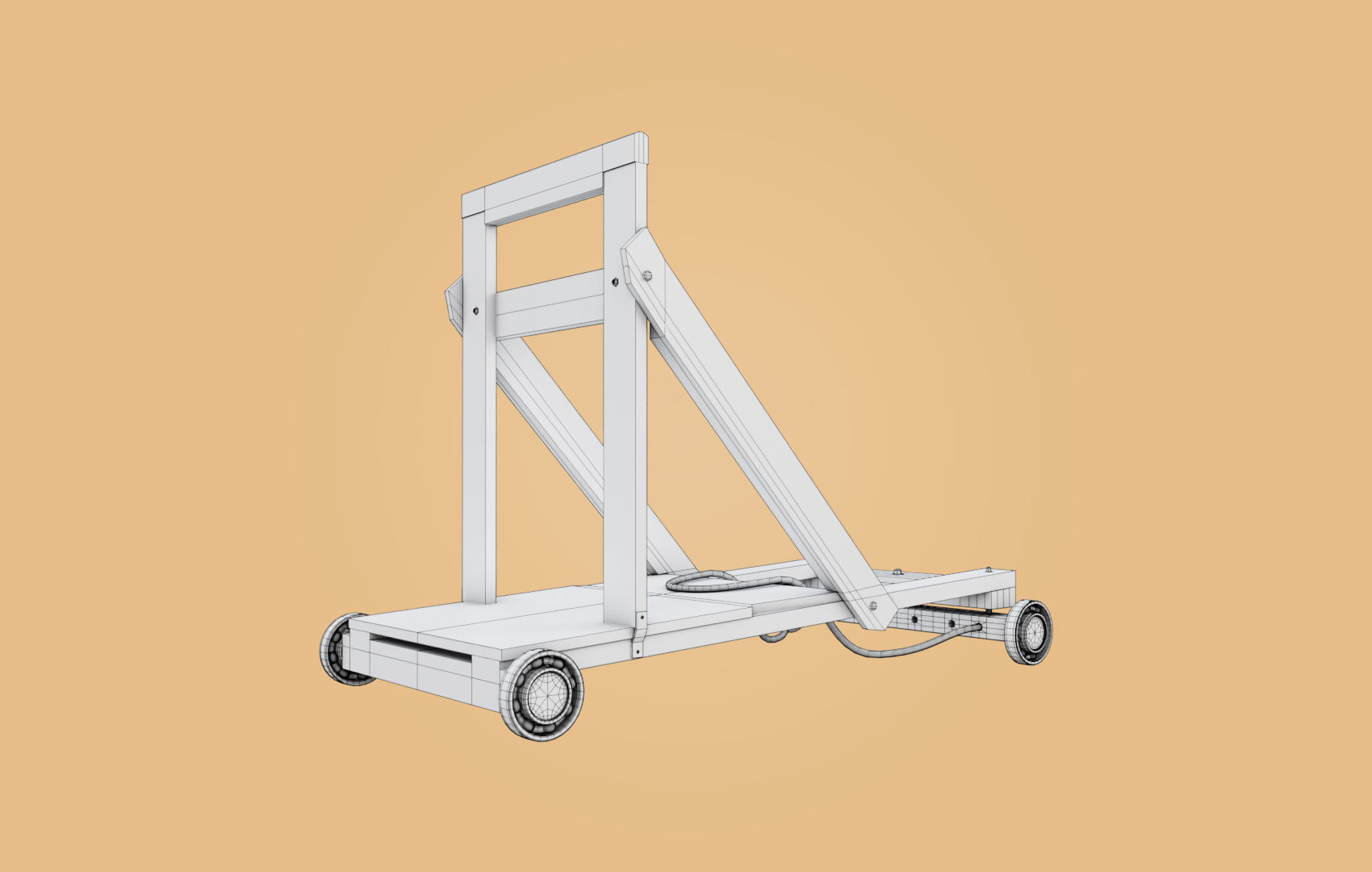 Trolley-cart with ball bearings Low-poly 3D model_23
