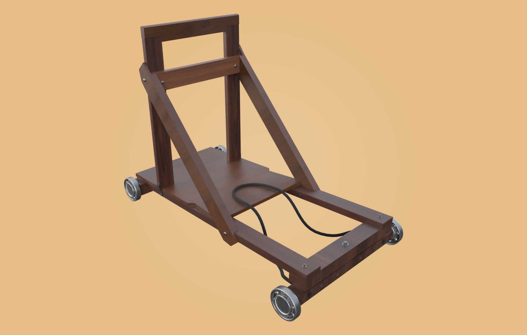 Trolley-cart with ball bearings Low-poly 3D model_8