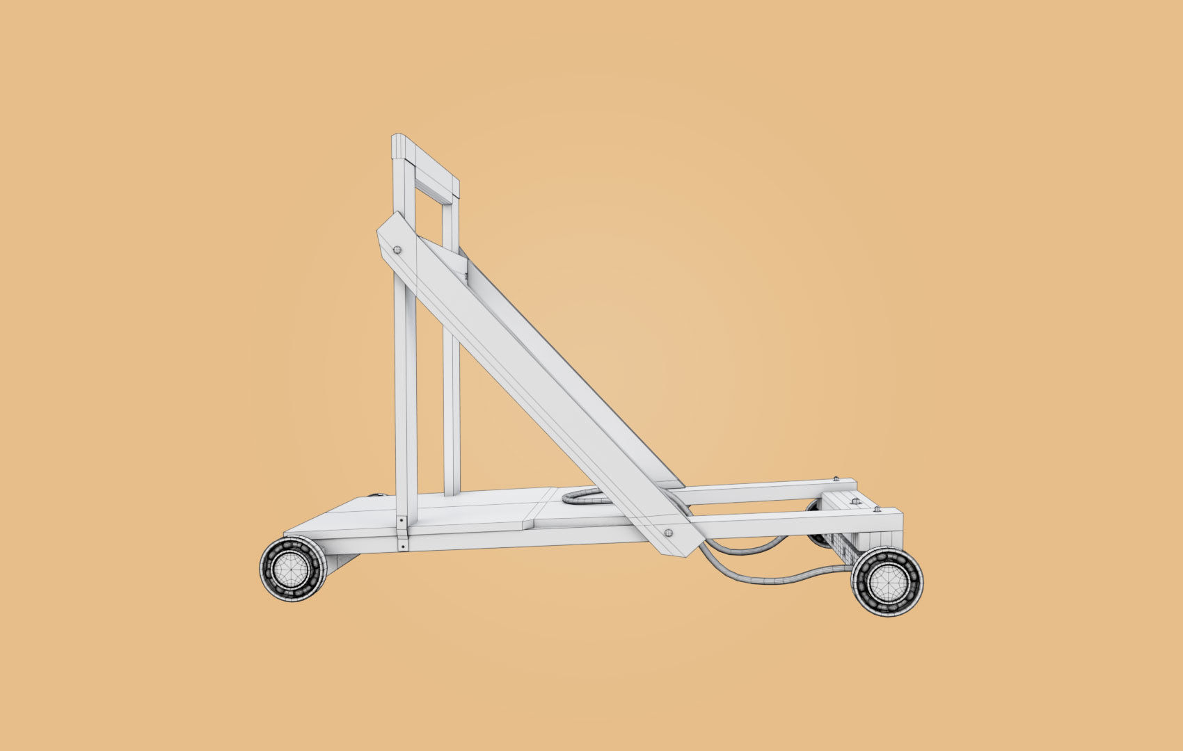 Trolley-cart with ball bearings Low-poly 3D model_25