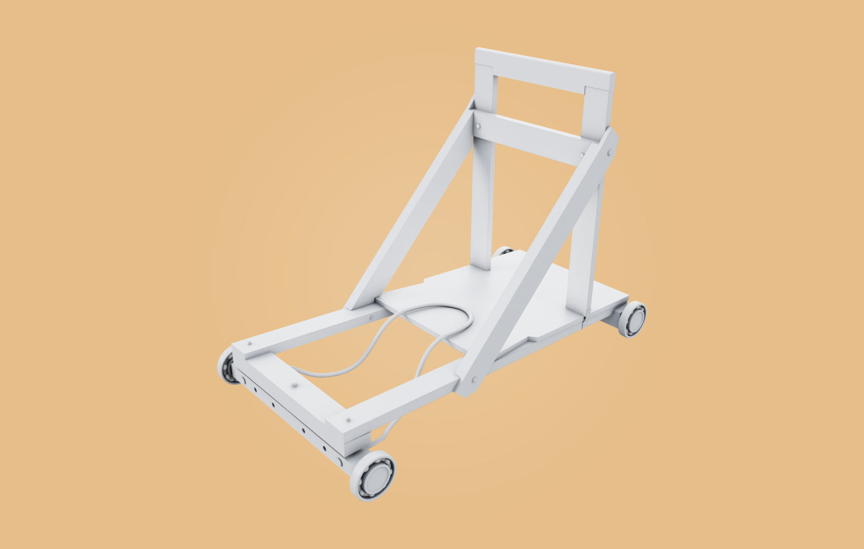 Trolley-cart with ball bearings Low-poly 3D model_9