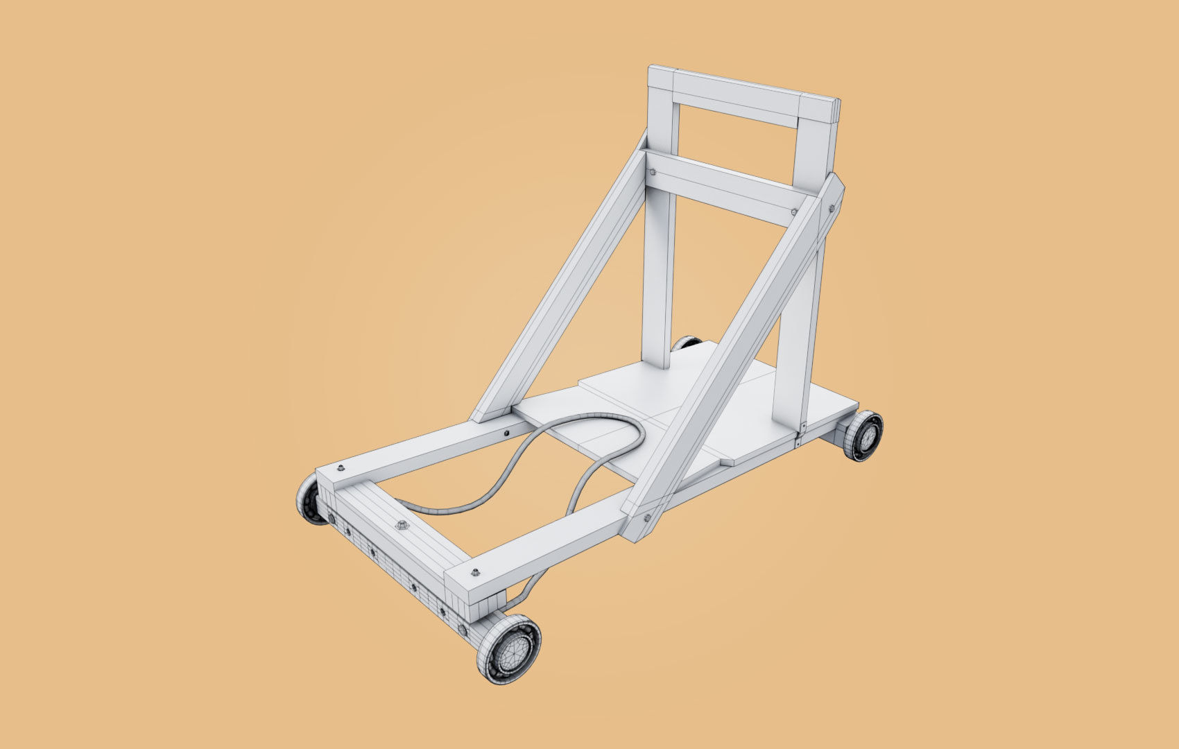 Trolley-cart with ball bearings Low-poly 3D model_18