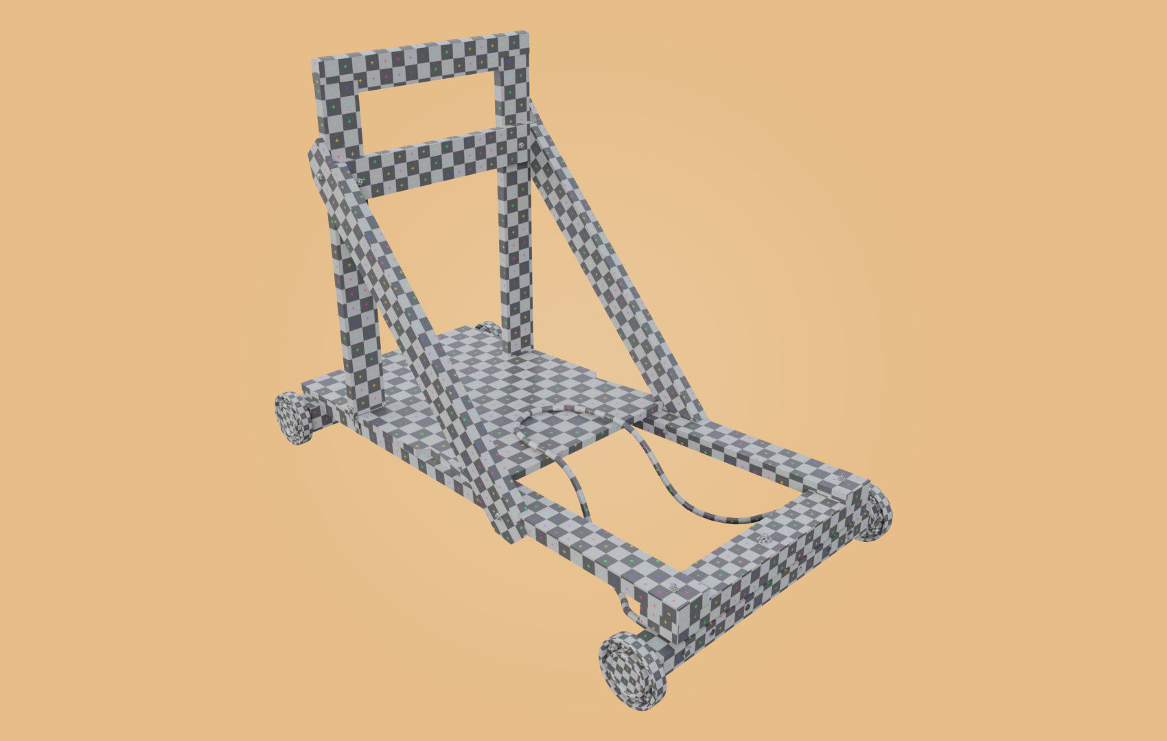 Trolley-cart with ball bearings Low-poly 3D model_34